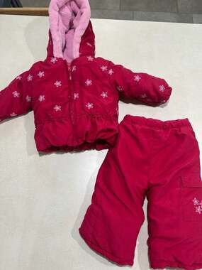 absorba Baby Girl 2-Piece Winter Snowsuit Puffer Jacket and Pants Set Pink 12M